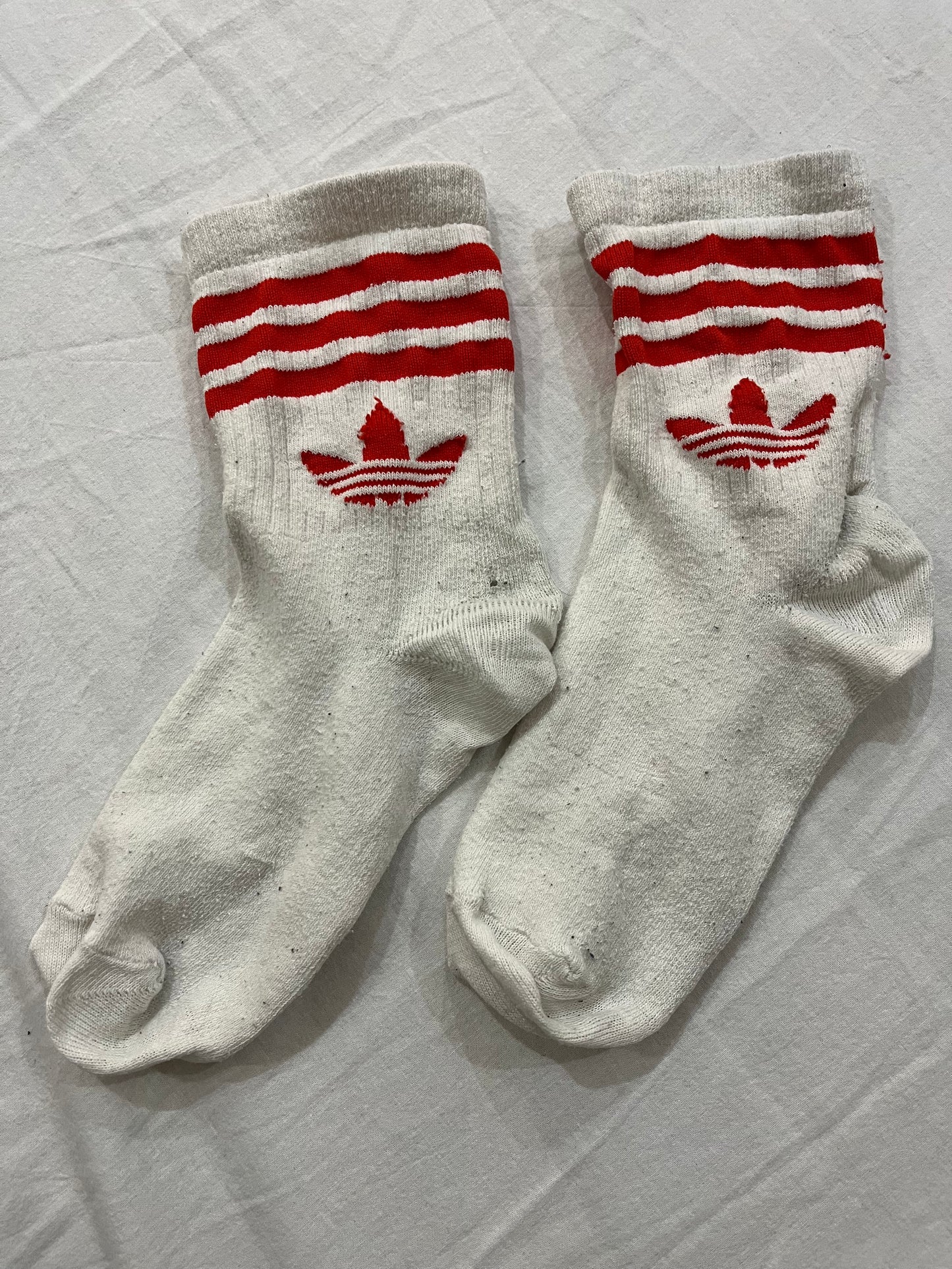 White Adidas crew socks
